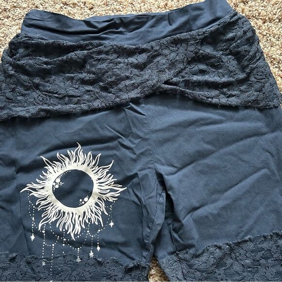 Women’s Dark Blue Boho Yoga Lace Detail Cotton Pants Leggings Size Small - Picture 3 of 12